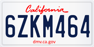 CA license plate 6ZKM464