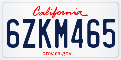 CA license plate 6ZKM465