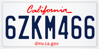 CA license plate 6ZKM466