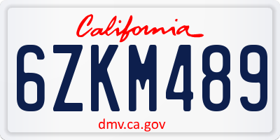 CA license plate 6ZKM489