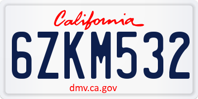 CA license plate 6ZKM532