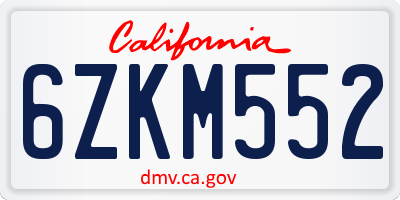 CA license plate 6ZKM552