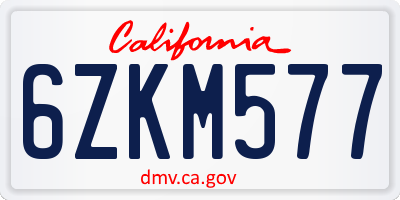 CA license plate 6ZKM577