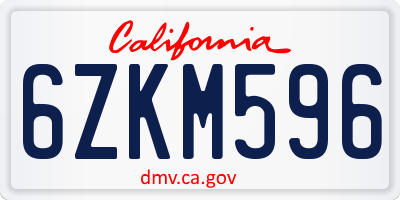 CA license plate 6ZKM596
