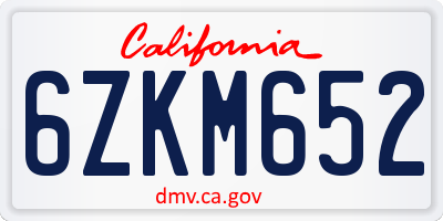 CA license plate 6ZKM652