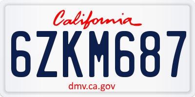 CA license plate 6ZKM687