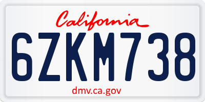 CA license plate 6ZKM738
