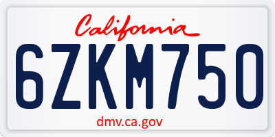 CA license plate 6ZKM750