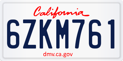 CA license plate 6ZKM761