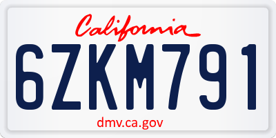 CA license plate 6ZKM791