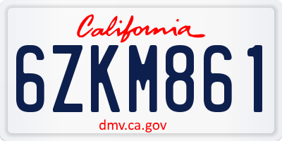 CA license plate 6ZKM861