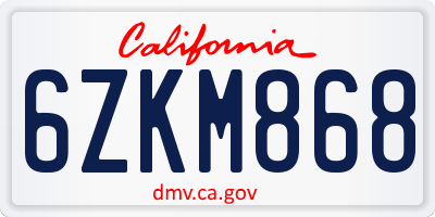 CA license plate 6ZKM868