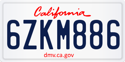 CA license plate 6ZKM886