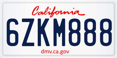 CA license plate 6ZKM888