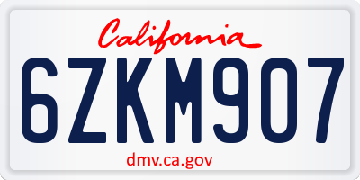CA license plate 6ZKM907