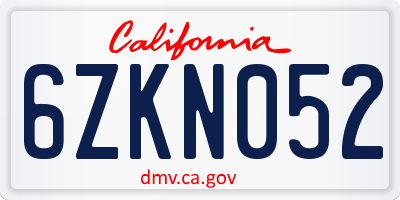 CA license plate 6ZKN052