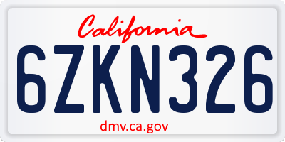 CA license plate 6ZKN326