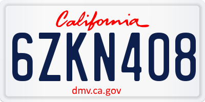 CA license plate 6ZKN408