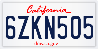 CA license plate 6ZKN505