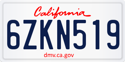 CA license plate 6ZKN519