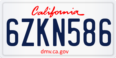 CA license plate 6ZKN586