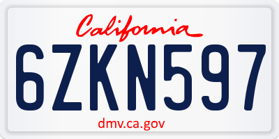 CA license plate 6ZKN597