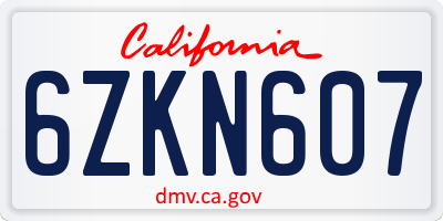 CA license plate 6ZKN607