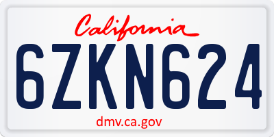 CA license plate 6ZKN624
