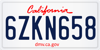 CA license plate 6ZKN658