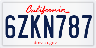 CA license plate 6ZKN787