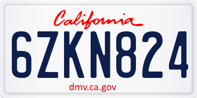CA license plate 6ZKN824