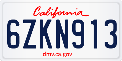 CA license plate 6ZKN913