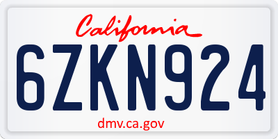 CA license plate 6ZKN924