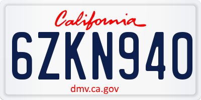 CA license plate 6ZKN940
