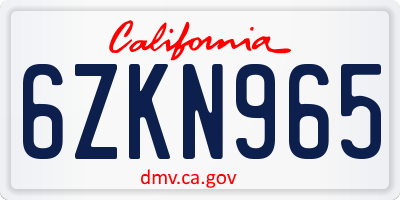 CA license plate 6ZKN965