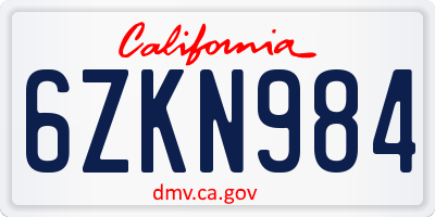 CA license plate 6ZKN984