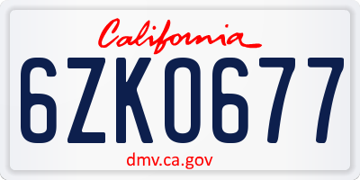CA license plate 6ZKO677