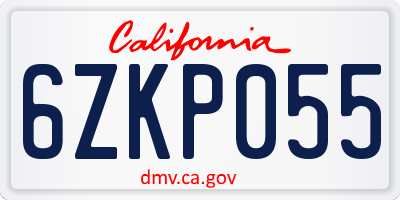 CA license plate 6ZKP055