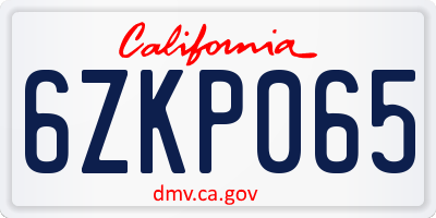 CA license plate 6ZKP065