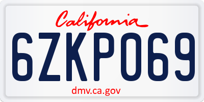CA license plate 6ZKP069