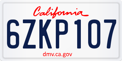 CA license plate 6ZKP107