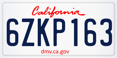 CA license plate 6ZKP163