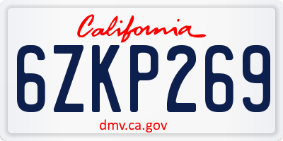 CA license plate 6ZKP269
