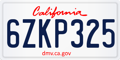 CA license plate 6ZKP325