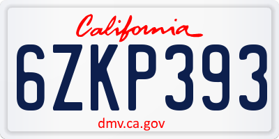 CA license plate 6ZKP393