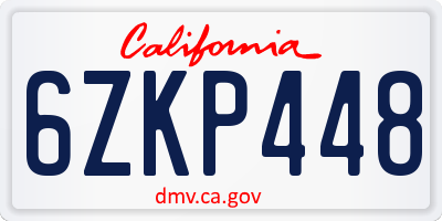 CA license plate 6ZKP448