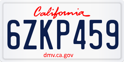 CA license plate 6ZKP459