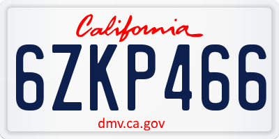 CA license plate 6ZKP466