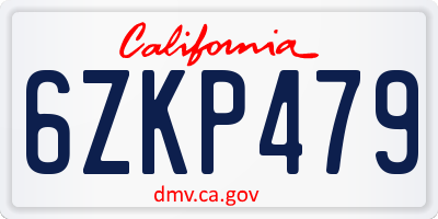 CA license plate 6ZKP479