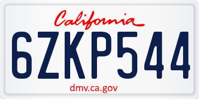 CA license plate 6ZKP544